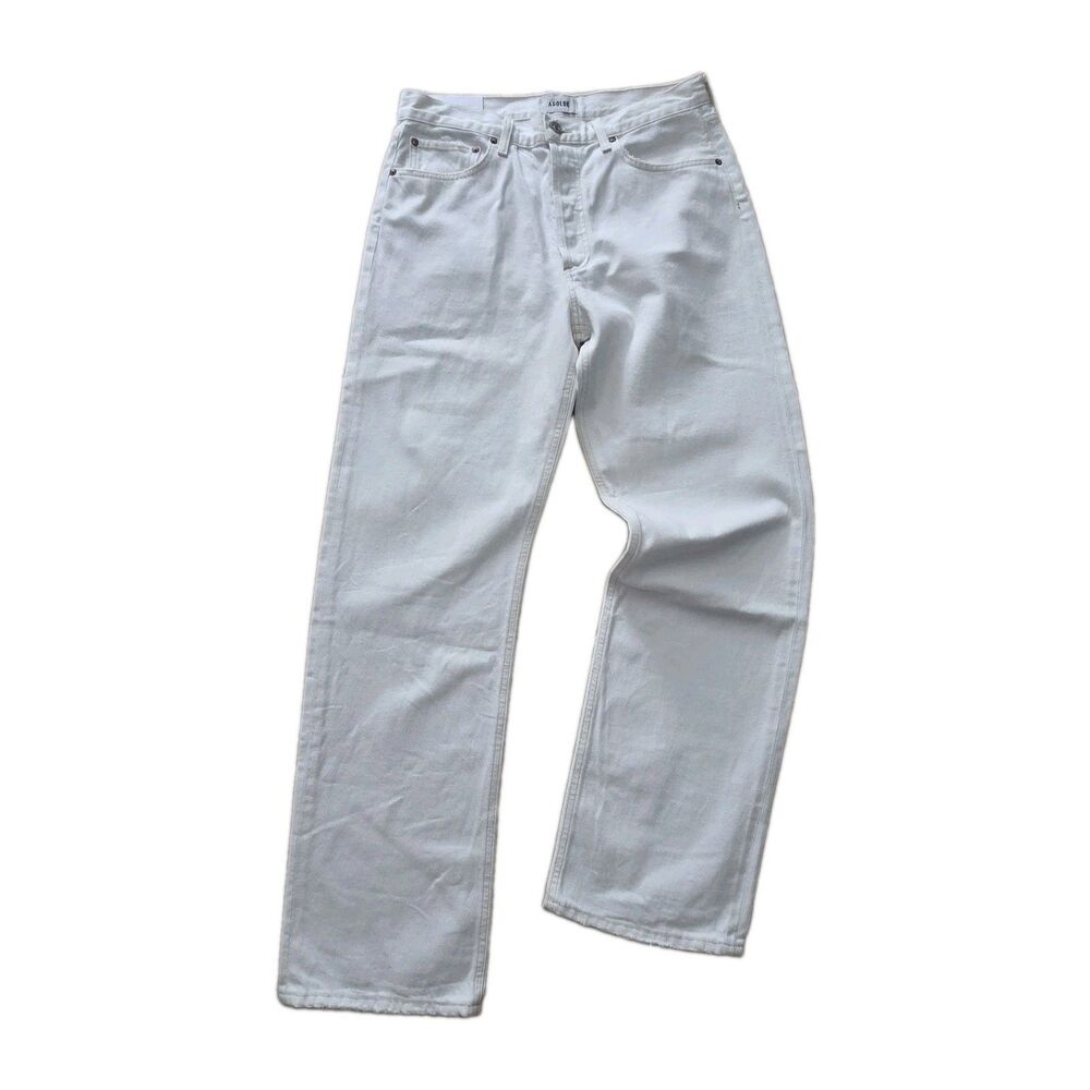 Agolde Kelly Jean High Rise Relaxed Straight Jeans Sz 29 White Milkshake NEW